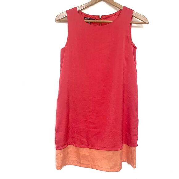 Mango MNG Dress Sz XS Women's Sleeveless Layered Tank Dress Shift Red Orange - Picture 1 of 5